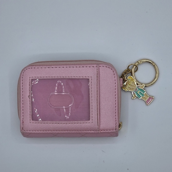 Polly Pocket Pink & Aqua Quilted Bi-Fold Zippered Coin Purse Wallet w/ Charm - Picture 3 of 8